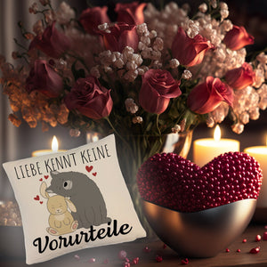Liebe kennt keine Vorurteile Hase und Wolf Kissen