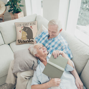 Liebe kennt keine Vorurteile Hase und Wolf Kissen