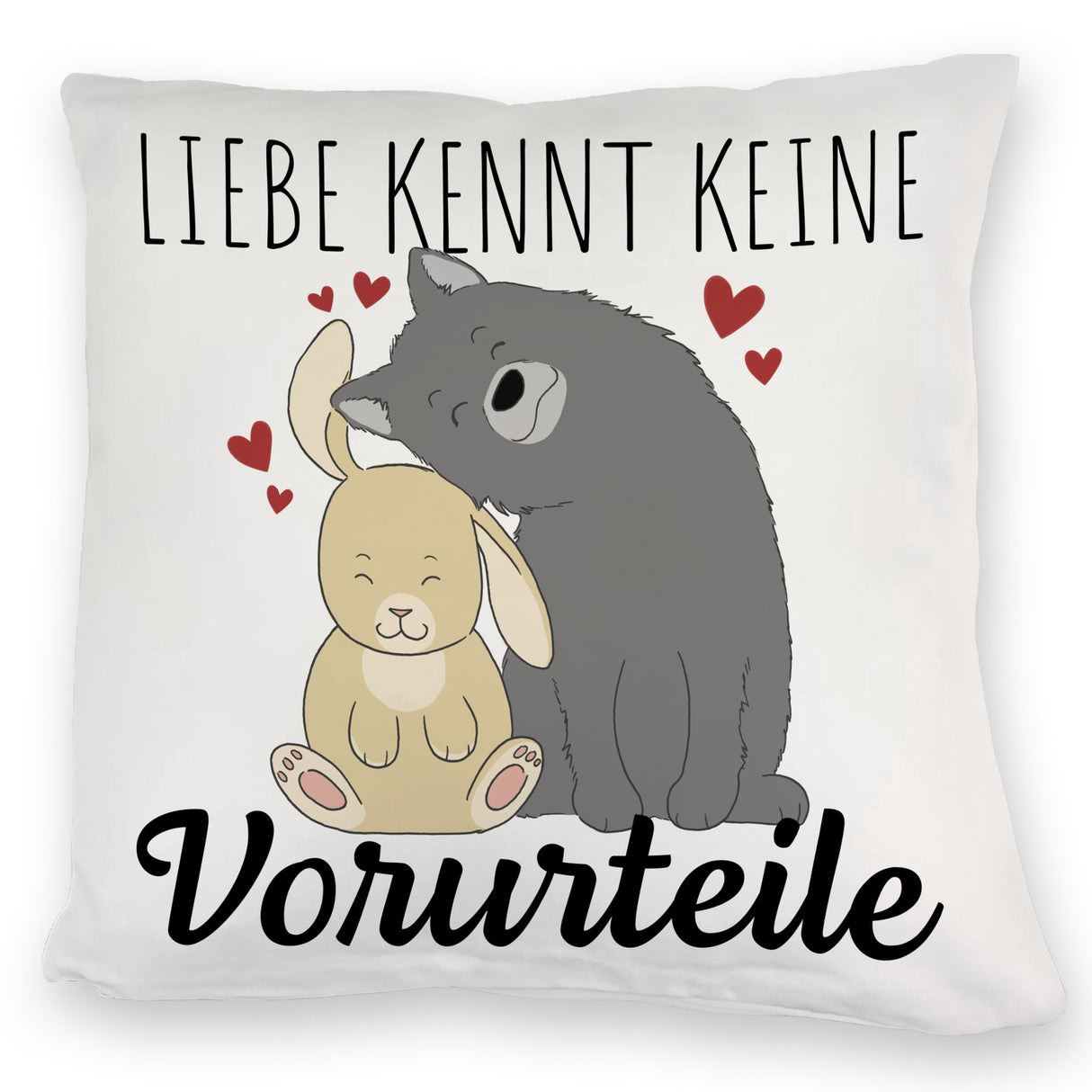 Liebe kennt keine Vorurteile Hase und Wolf Kissen