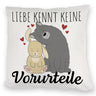 Liebe kennt keine Vorurteile Hase und Wolf Kissen