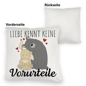 Liebe kennt keine Vorurteile Hase und Wolf Kissen