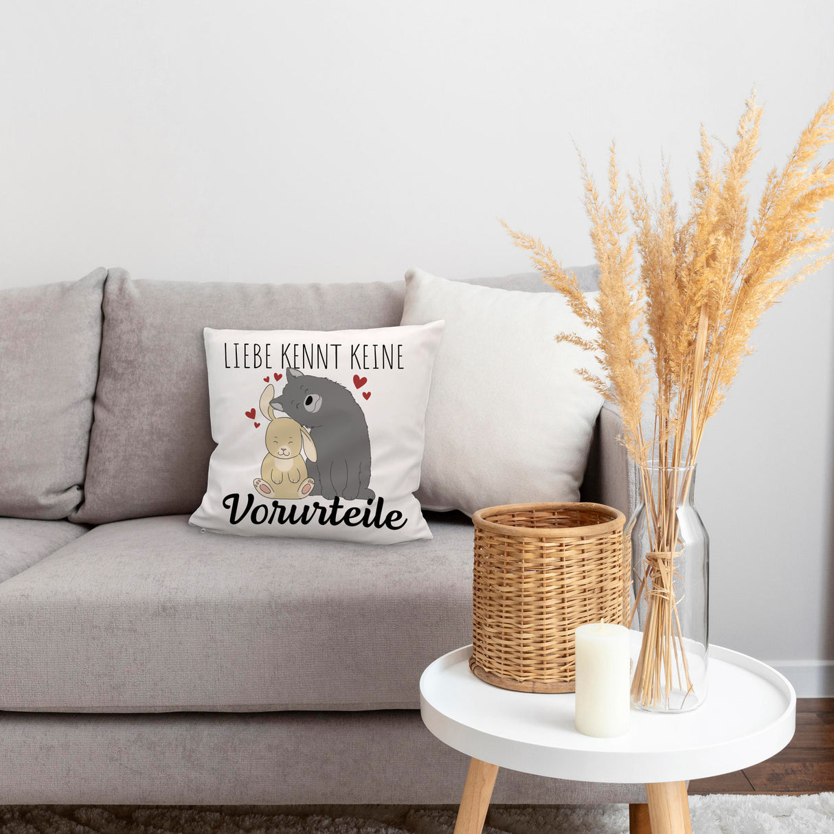 Liebe kennt keine Vorurteile Hase und Wolf Kissen