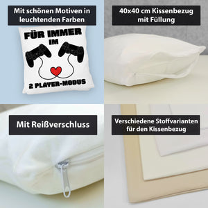 Gaming Kissen mit Spruch Für immer im 2 Player-Modus