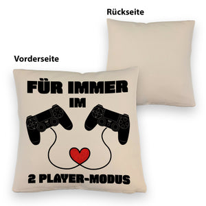 Gaming Kissen mit Spruch Für immer im 2 Player-Modus