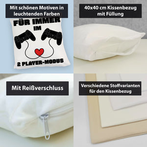 Gaming Kissen mit Spruch Für immer im 2 Player-Modus