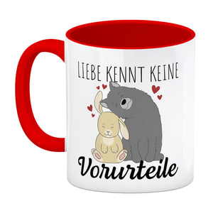 Liebe kennt keine Vorurteile Hase und Wolf Kaffeebecher