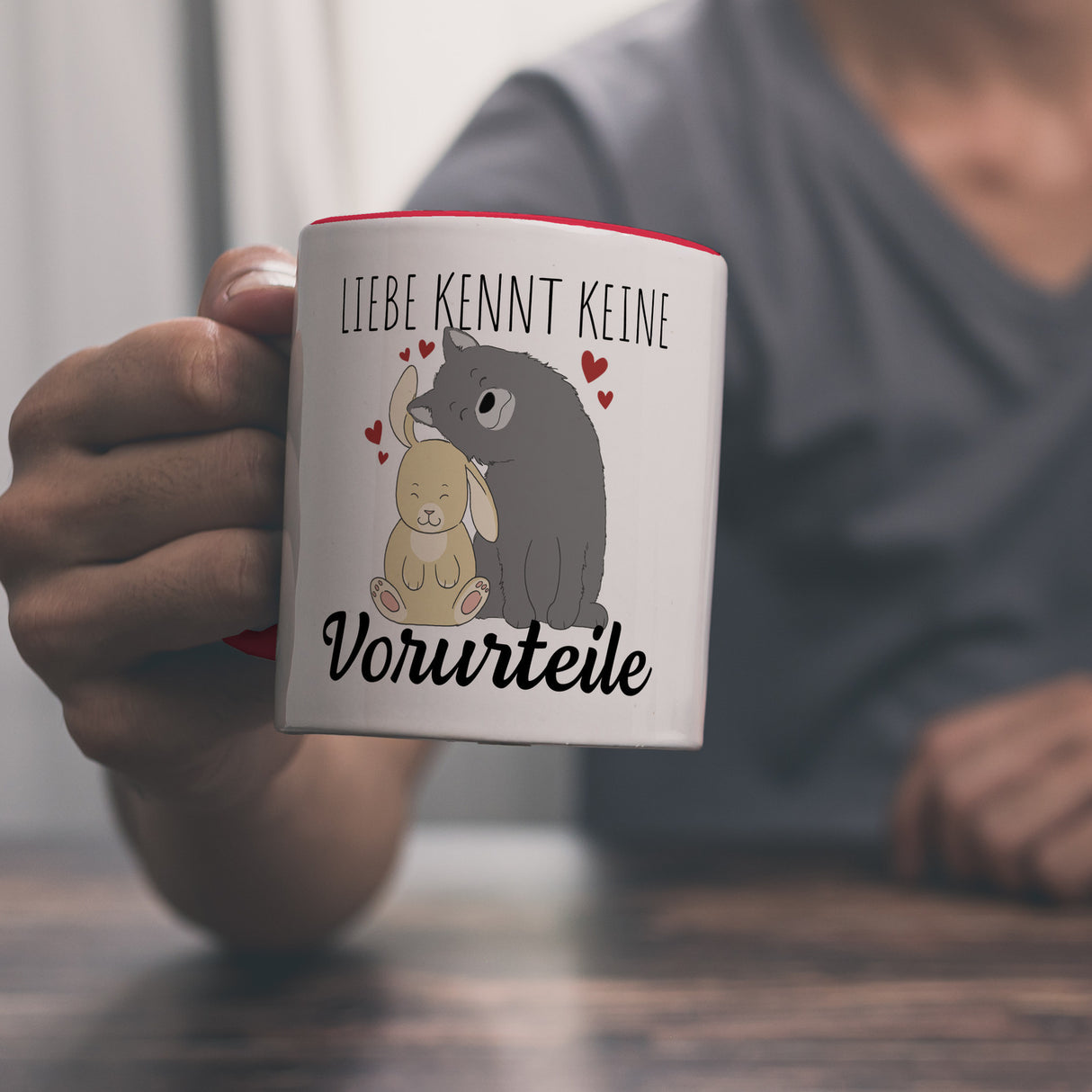Liebe kennt keine Vorurteile Hase und Wolf Kaffeebecher