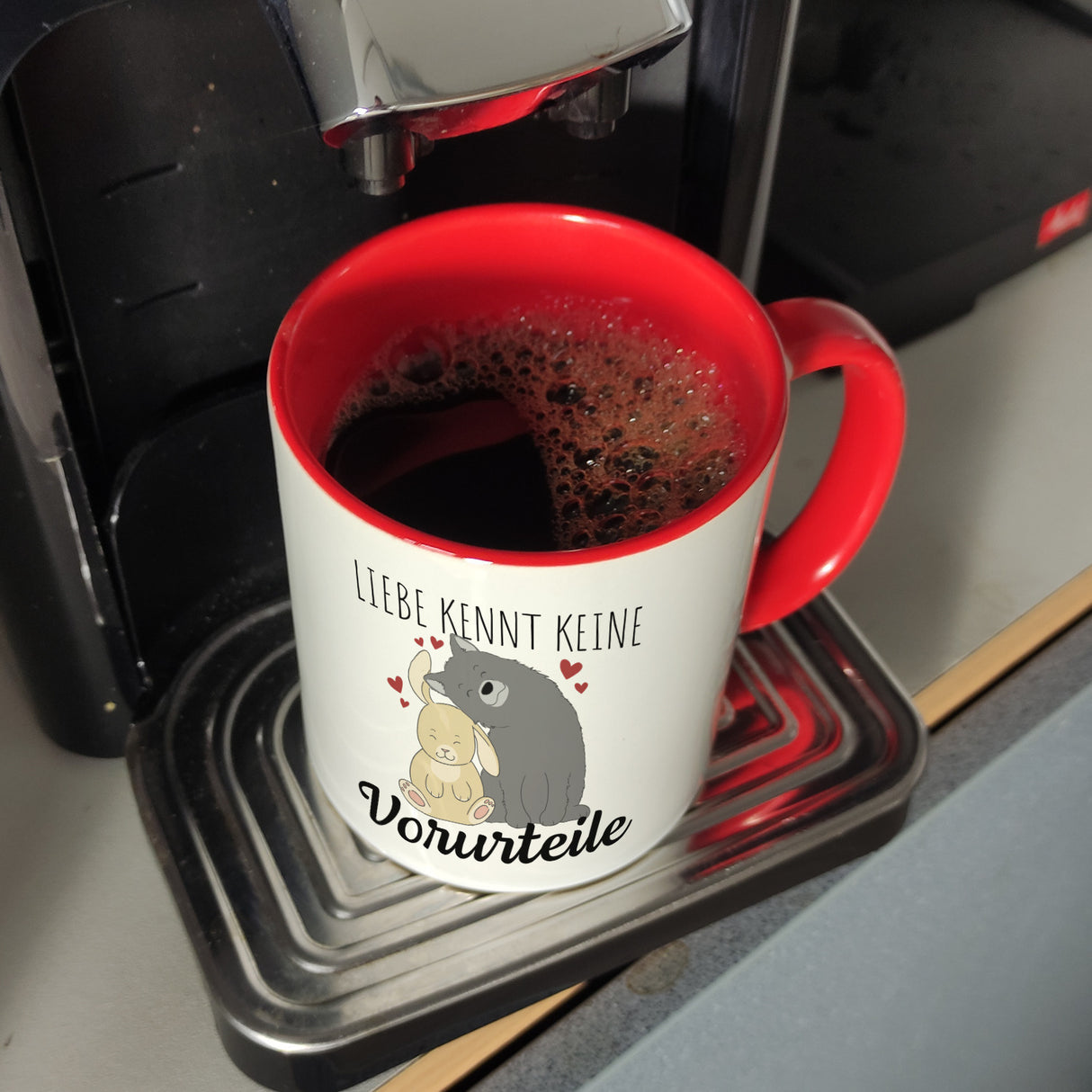 Liebe kennt keine Vorurteile Hase und Wolf Kaffeebecher