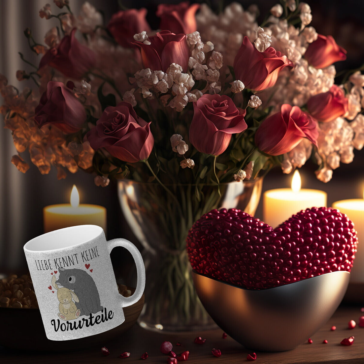 Liebe kennt keine Vorurteile Hase und Wolf Kaffeebecher