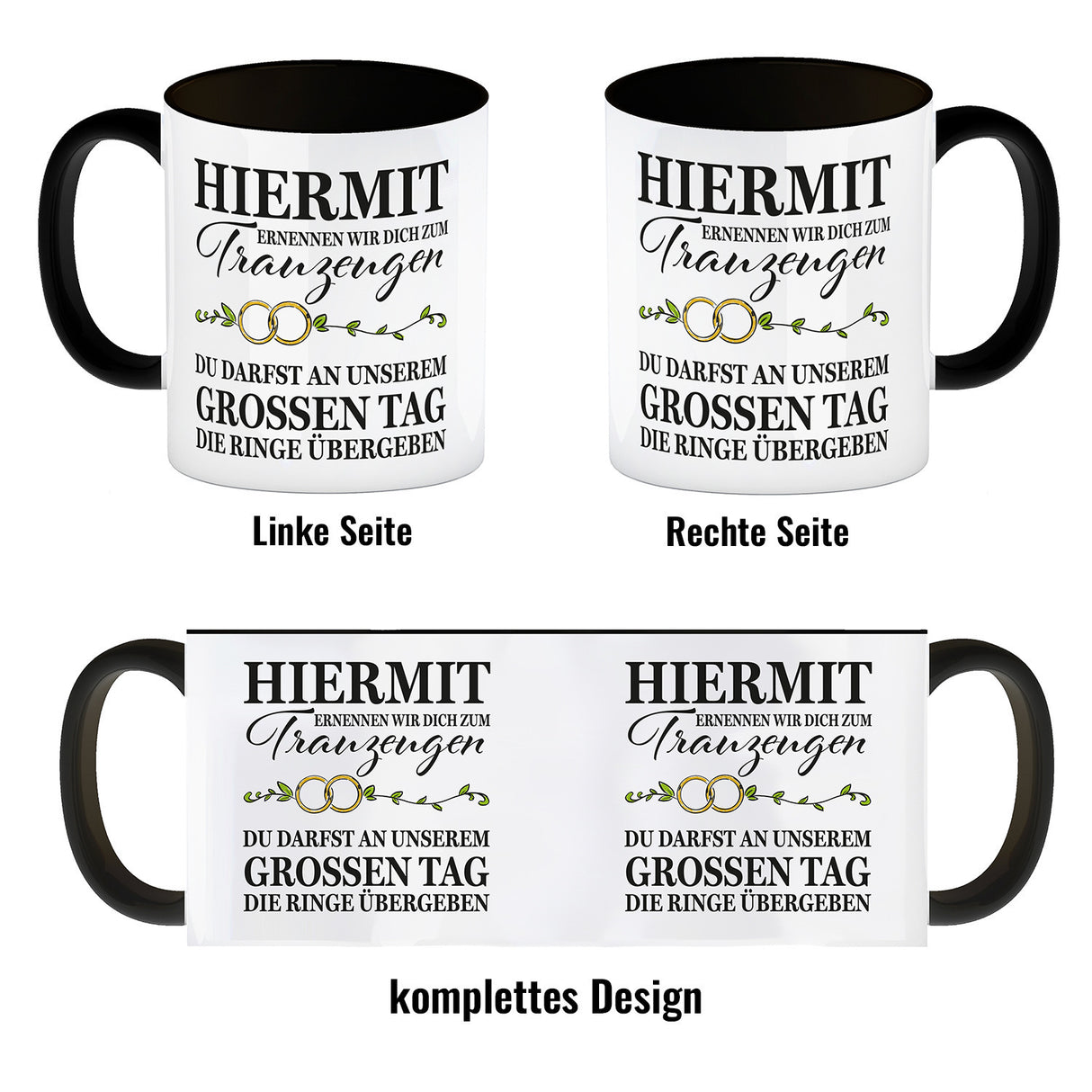 Trauzeuge Ringübergabe Kaffeebecher mit Spruch
