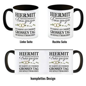 Trauzeuge Ringübergabe Kaffeebecher mit Spruch