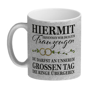 Trauzeuge Ringübergabe Kaffeebecher mit Spruch