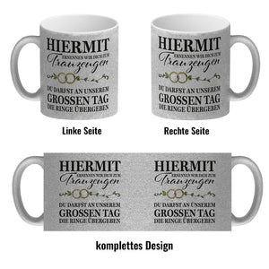 Trauzeuge Ringübergabe Kaffeebecher mit Spruch