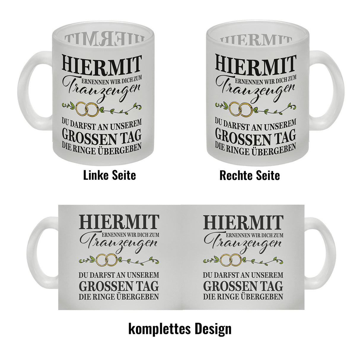 Trauzeuge Ringübergabe Kaffeebecher mit Spruch