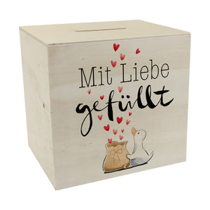 Ente Spardose mit Spruch Mit Liebe gefüllt