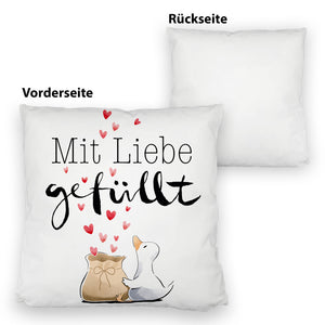 Ente Kissen mit Spruch Mit Liebe gefüllt