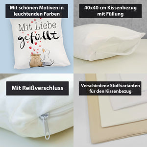Ente Kissen mit Spruch Mit Liebe gefüllt