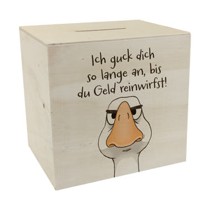 Gilbert die Gans Spardose mit Spruch Anstarren bis Geld fließt