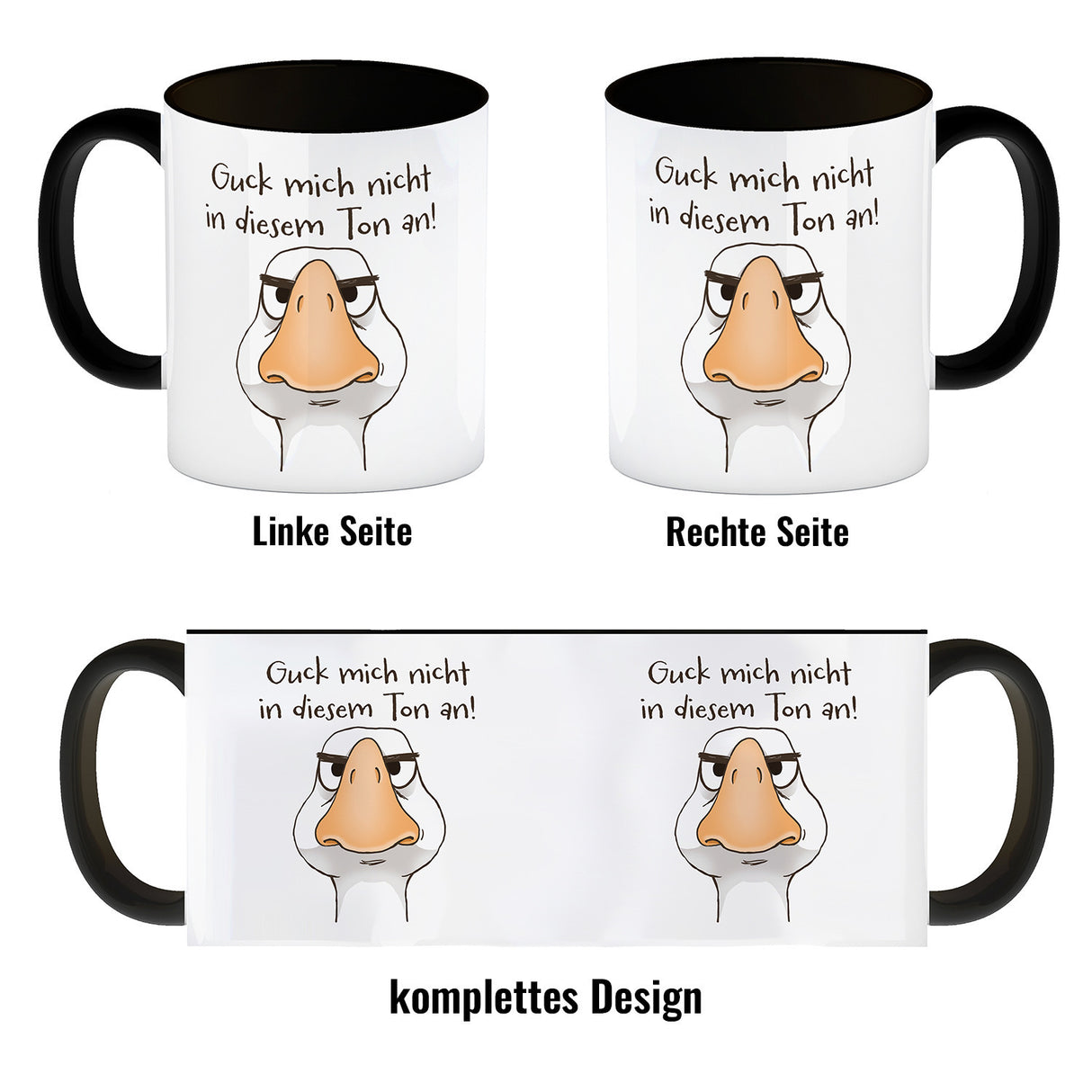 Gilbert die Gans Kaffeebecher mit Spruch Guck mich nicht in diesem Ton an