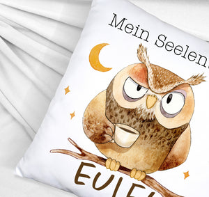 Eule Kissen mit Spruch Mein Seelentier Eule
