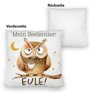 Eule Kissen mit Spruch Mein Seelentier Eule