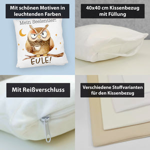 Eule Kissen mit Spruch Mein Seelentier Eule