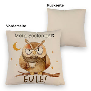Eule Kissen mit Spruch Mein Seelentier Eule