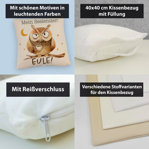 Eule Kissen mit Spruch Mein Seelentier Eule