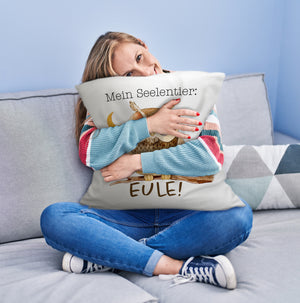 Eule Kissen mit Spruch Mein Seelentier Eule