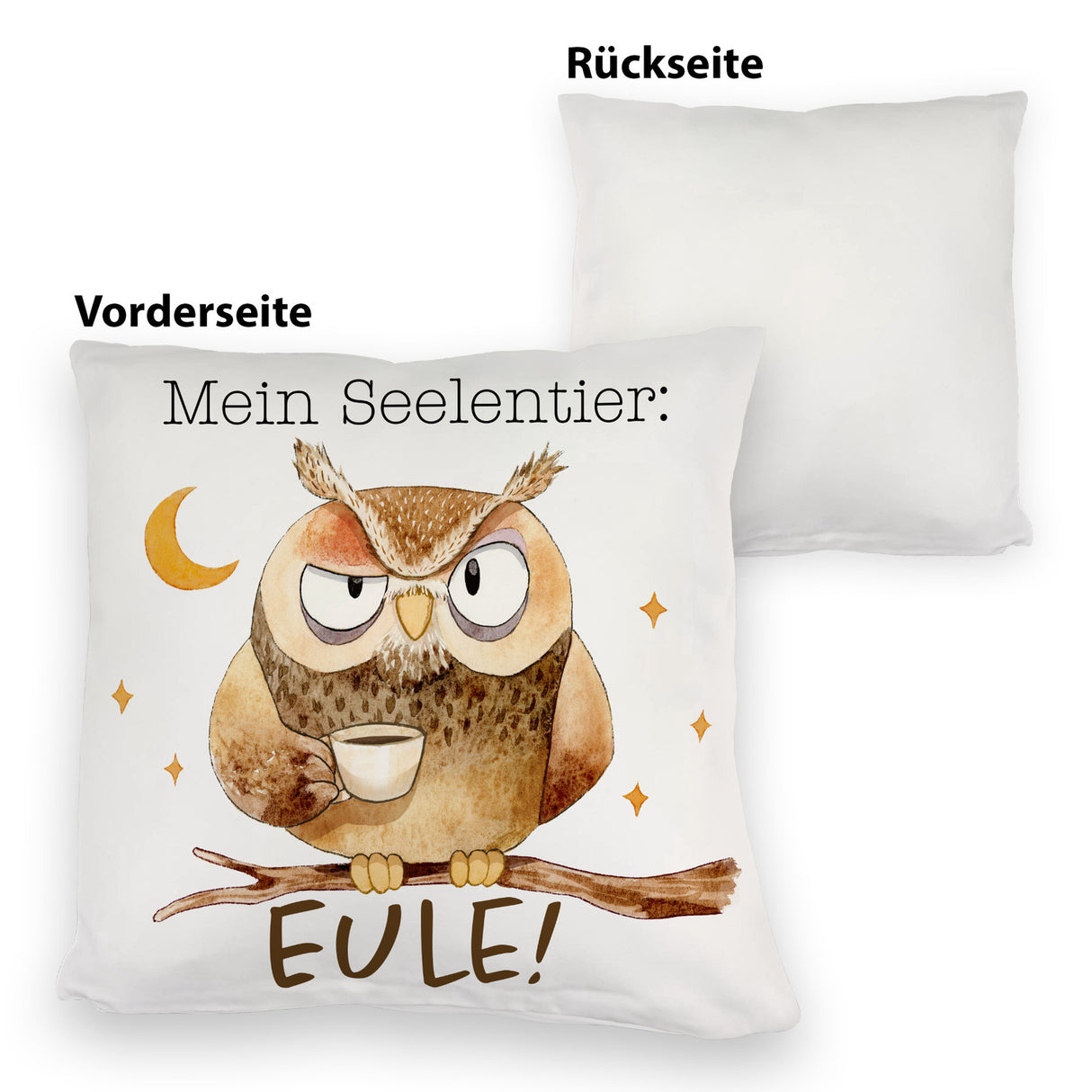 Eule Kissen mit Spruch Mein Seelentier Eule