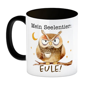 Eule Kaffeebecher mit Spruch Mein Seelentier Eule