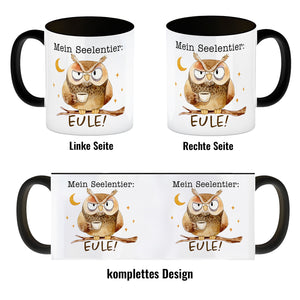 Eule Kaffeebecher mit Spruch Mein Seelentier Eule