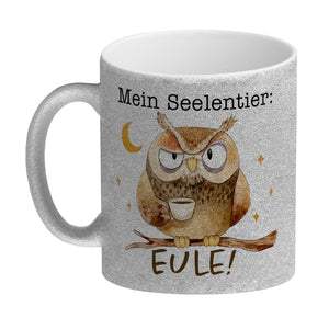 Eule Kaffeebecher mit Spruch Mein Seelentier Eule