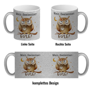 Eule Kaffeebecher mit Spruch Mein Seelentier Eule