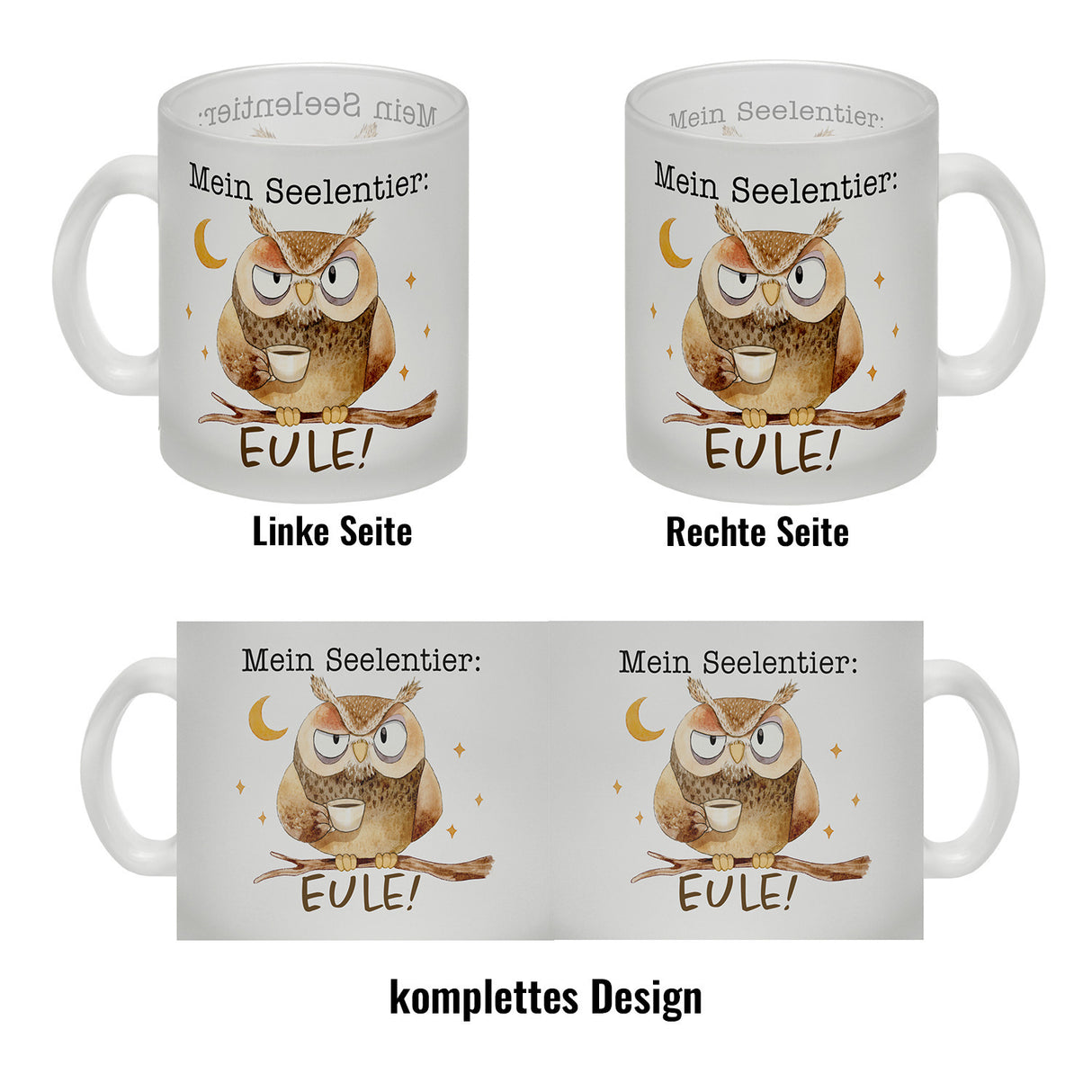 Eule Kaffeebecher mit Spruch Mein Seelentier Eule