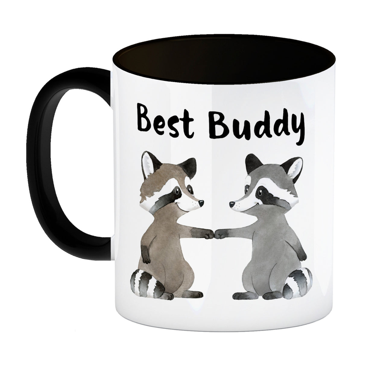 Waschbär Bruder und Kumpel Kaffeebecher mit Spruch Best Buddy