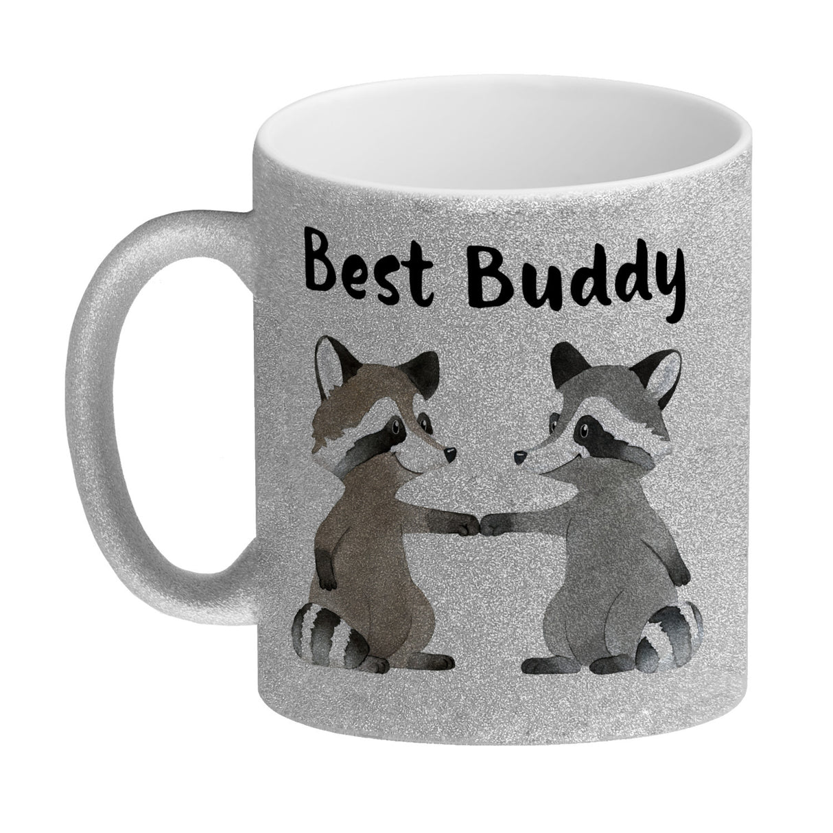 Waschbär Bruder und Kumpel Kaffeebecher mit Spruch Best Buddy