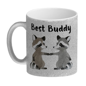 Waschbär Bruder und Kumpel Kaffeebecher mit Spruch Best Buddy