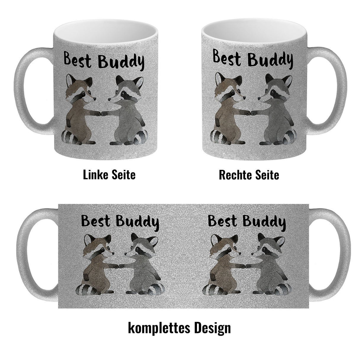 Waschbär Bruder und Kumpel Kaffeebecher mit Spruch Best Buddy
