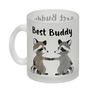 Waschbär Bruder und Kumpel Kaffeebecher mit Spruch Best Buddy