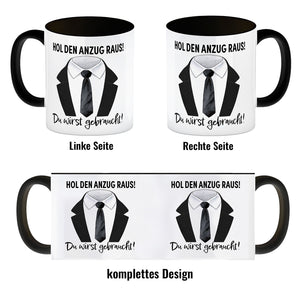 Trauzeuge Kaffeebecher mit Spruch Hol den Anzug raus Du wirst gebraucht