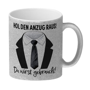 Trauzeuge Kaffeebecher mit Spruch Hol den Anzug raus Du wirst gebraucht