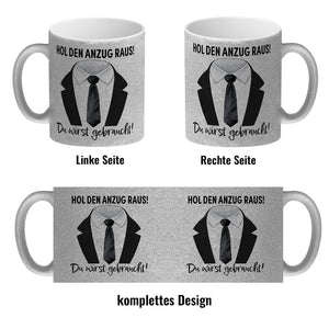 Trauzeuge Kaffeebecher mit Spruch Hol den Anzug raus Du wirst gebraucht
