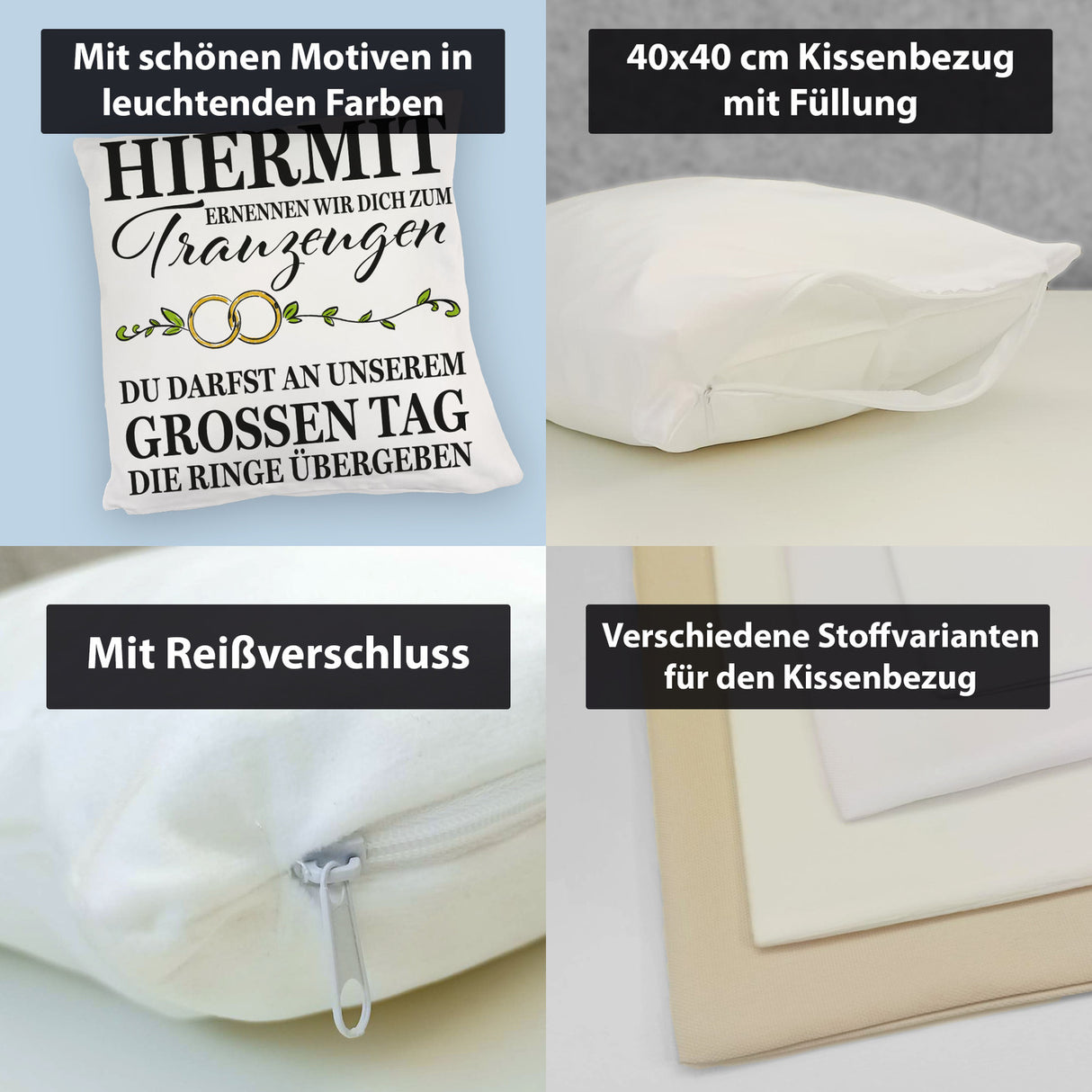 Trauzeuge mit Ringübergabe Kissen