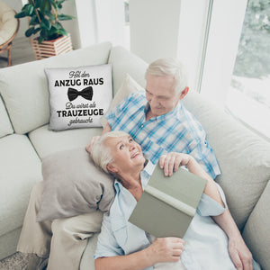Hol den Anzug raus Trauzeuge Kissen mit Spruch