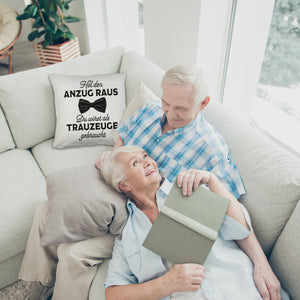 Hol den Anzug raus Trauzeuge Kissen mit Spruch