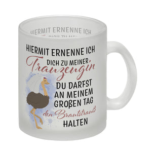 Trauzeugin Brautstrauß Kaffeebecher mit Vogelstrauß