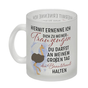 Trauzeugin Brautstrauß Kaffeebecher mit Vogelstrauß