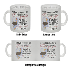 Trauzeugin Brautstrauß Kaffeebecher mit Vogelstrauß