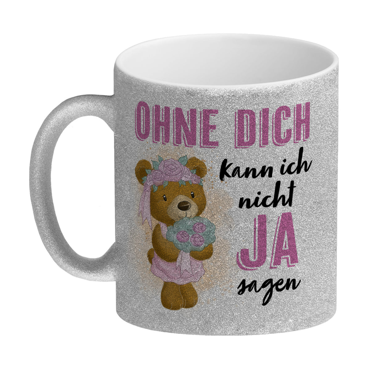 Trauzeugin Teddybär Kaffeebecher mit Spruch Ohne Dich nicht Ja sagen